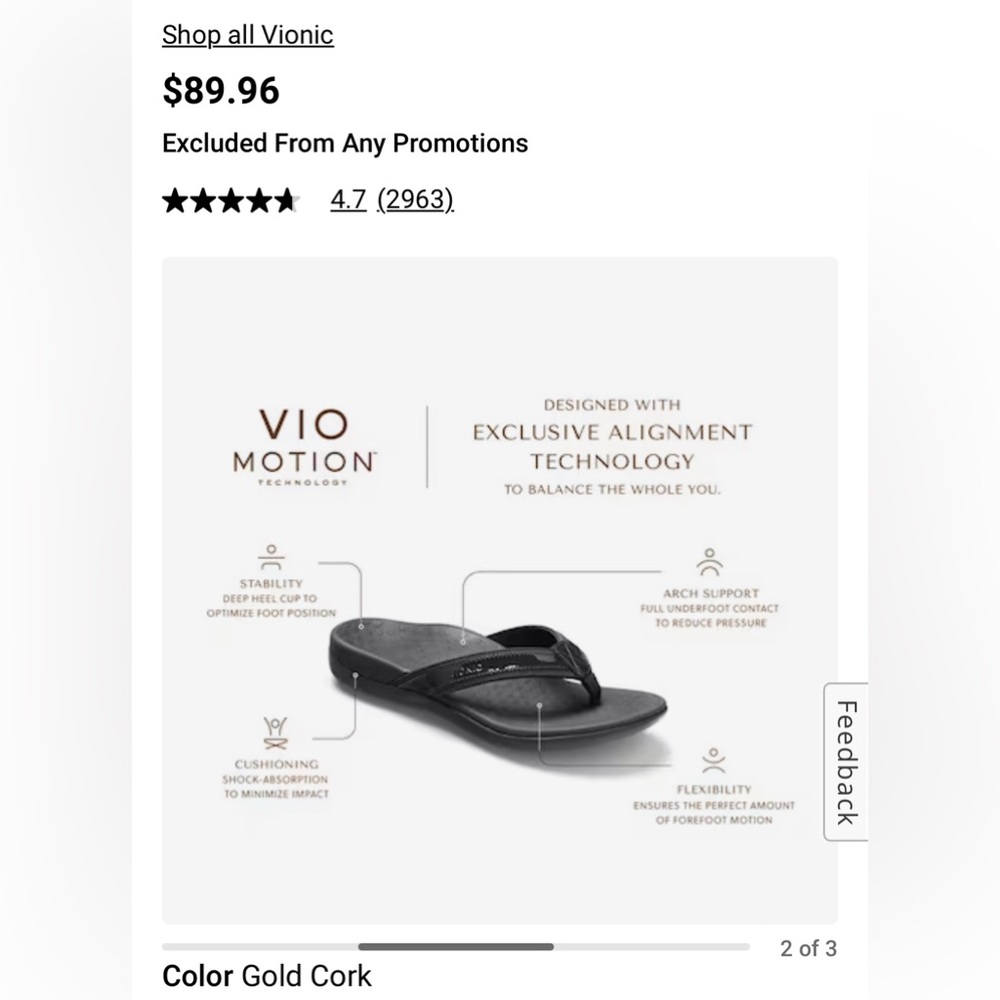 Vionic Tide II Women’s flip flops - Picture 5 of 6